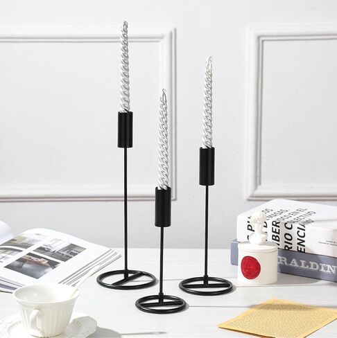 Black Candle Holder Fits 3/4 inch Tall Taper Candles, Candlestick Holders Set of 3 for Wedding Decor and Dinner Party in Saudi Arabia