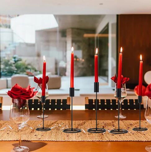 Black Candle Holder Fits 3/4 inch Tall Taper Candles, Candlestick Holders Set of 3 for Wedding Decor and Dinner Party in Saudi Arabia