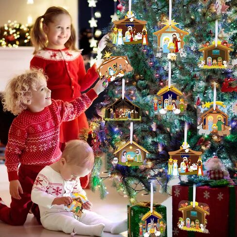 48 Pieces Christmas Nativity Scene Craft Kit for Kids Make Your Own Nativity Scene Sticker Ornament Christmas DIY Nativity Stickers Christmas Tree Ornament Kit for Party Home Class Game Activities in Saudi Arabia
