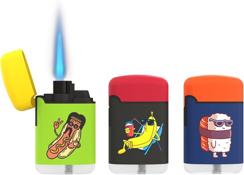 3 Pack Cool Torch Lighters - Refillable Butane Lighter, Windproof Jet Flame, Rubberized Matte Finish, No Flint for Men & Women Plus, Chill Bites, 3-Count (Without Gas) in Saudi Arabia