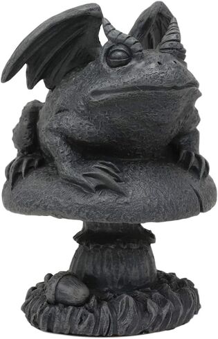 Ebros Gothic Horned Toad Frog Gargoyle مع أجنحة رابضة على Toadstool تمثال فطر ديكور خيالي أسطوري لتمثال Gargoyles بطول 5 بوصات لمحبي قلاع عصر النهضة والكاتدرائيات في العصور الوسطى in Saudi Arabia