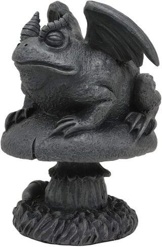 Ebros Gothic Horned Toad Frog Gargoyle مع أجنحة رابضة على Toadstool تمثال فطر ديكور خيالي أسطوري لتمثال Gargoyles بطول 5 بوصات لمحبي قلاع عصر النهضة والكاتدرائيات في العصور الوسطى in Saudi Arabia