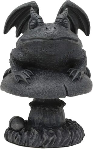 Ebros Gothic Horned Toad Frog Gargoyle مع أجنحة رابضة على Toadstool تمثال فطر ديكور خيالي أسطوري لتمثال Gargoyles بطول 5 بوصات لمحبي قلاع عصر النهضة والكاتدرائيات في العصور الوسطى in Saudi Arabia