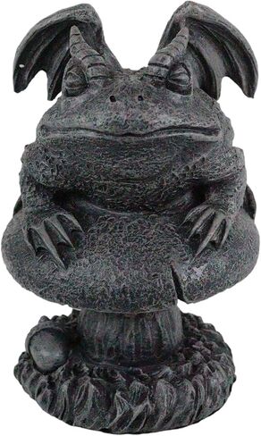 Ebros Gothic Horned Toad Frog Gargoyle مع أجنحة رابضة على Toadstool تمثال فطر ديكور خيالي أسطوري لتمثال Gargoyles بطول 5 بوصات لمحبي قلاع عصر النهضة والكاتدرائيات في العصور الوسطى in Saudi Arabia