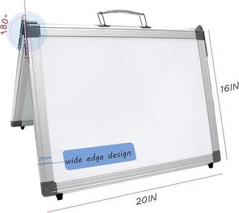 سبورة بيضاء صغيرة قابلة للمسح الجاف - سبورة بيضاء مغناطيسية قابلة للطي لسطح المكتب وحامل صغير محمول مزدوج الجوانب على سطح الطاولة مع حامل لرسم الأطفال وتعليمات المعلم in Kuwait