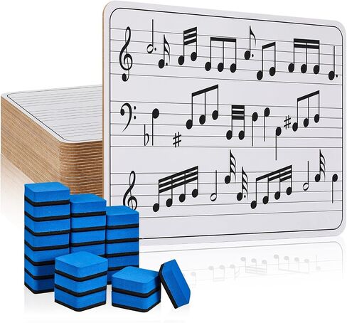 24 Pcs Dry Erase Music Staff White Boards Double Sided Musical Notes Whiteboard 9x12 in Dry Erase Lapboards Classroom Whiteboards for Students Music Staff Whiteboard with 24 Erasers for Kids Musicians in Saudi Arabia
