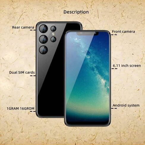 6.11 inch Screen，Y200 Android Smartphone ，Dual SIM Card，1G RAM 16G ROM，Only Supports Dual SIM Card Frequency Band of 3GWCDMA ：850/2100MHZ，Unlocked Cell Phone（Gold） in Saudi Arabia