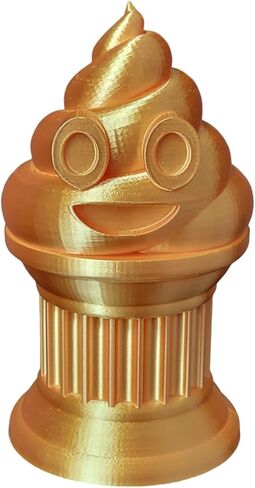 Znet3D Poop Emoji Trophy - Perfect Award or Gift - Handmade w/Additive Manufacturing - 6" inches tall - Featuring a solid Poop Emoji secured on a Column Pillar (Silk Gold) in Kuwait