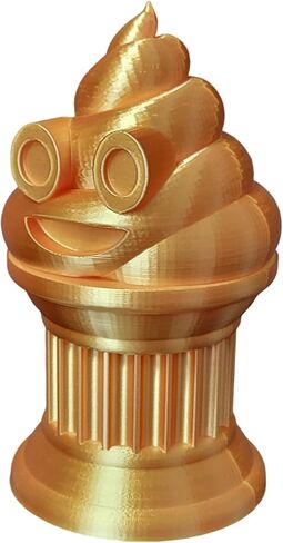 Znet3D Poop Emoji Trophy - Perfect Award or Gift - Handmade w/Additive Manufacturing - 6" inches tall - Featuring a solid Poop Emoji secured on a Column Pillar (Silk Gold) in Kuwait