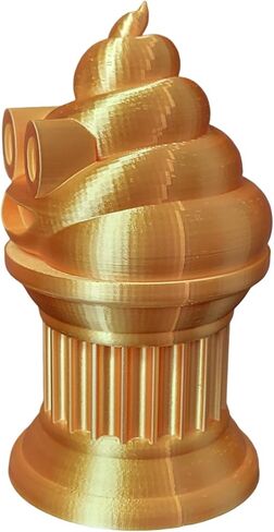 Znet3D Poop Emoji Trophy - Perfect Award or Gift - Handmade w/Additive Manufacturing - 6" inches tall - Featuring a solid Poop Emoji secured on a Column Pillar (Silk Gold) in Kuwait