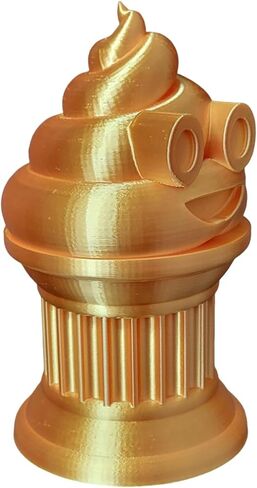 Znet3D Poop Emoji Trophy - Perfect Award or Gift - Handmade w/Additive Manufacturing - 6" inches tall - Featuring a solid Poop Emoji secured on a Column Pillar (Silk Gold) in Kuwait