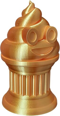 Znet3D Poop Emoji Trophy - Perfect Award or Gift - Handmade w/Additive Manufacturing - 6" inches tall - Featuring a solid Poop Emoji secured on a Column Pillar (Silk Gold) in Kuwait