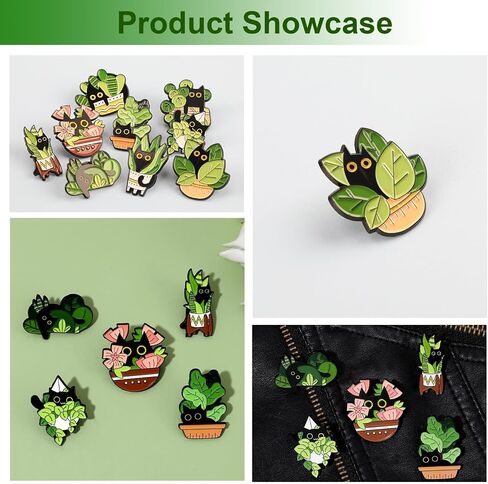 9Pcs Cats Hidden in Plants Enamel Lapel Pins Set, Exquisite Cartoon Black Cat Potted Cute Pins for Girl Woman, Brooch Badge Gifts Suitable for Backpacks Clothing Jackets DIY Accessories in Saudi Arabia