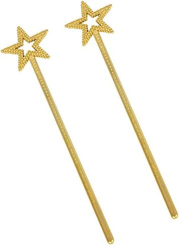 2 Pcs Plastic Star Magic Wands Glitter Princess Wands Fairy Angel Sticks Christmas Cosplay Wands Costume Props for Birthday Party Golden in Saudi Arabia