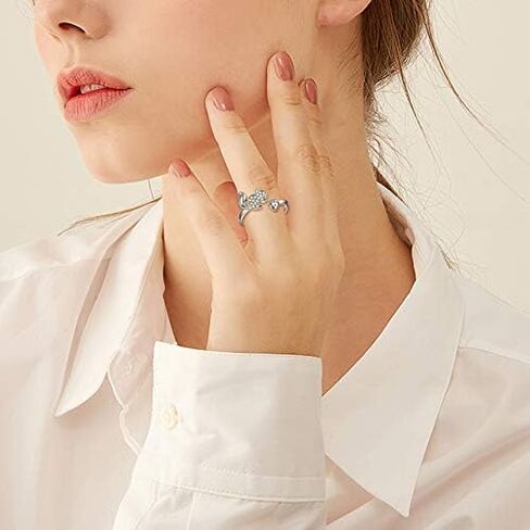 EleQueen 925 الفضة الاسترليني لطيف السنجاب الحيوان نهاية مفتوحة الفرقة خواتم للنساء الفتيات in Kuwait