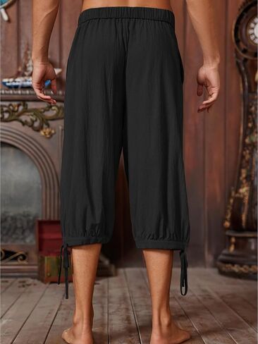Runcati Mens Medieval Pirate Shorts Renaissance Colonial Viking Lace Up Halloween Costume Pants in Saudi Arabia