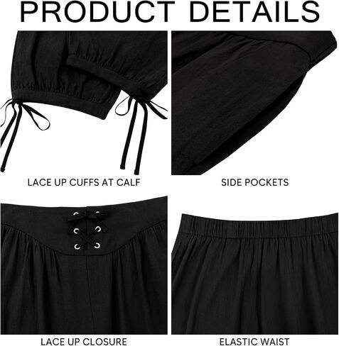 Runcati Mens Medieval Pirate Shorts Renaissance Colonial Viking Lace Up Halloween Costume Pants in Saudi Arabia