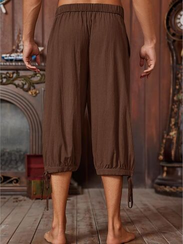 Runcati Mens Medieval Pirate Shorts Renaissance Colonial Viking Lace Up Halloween Costume Pants in Saudi Arabia