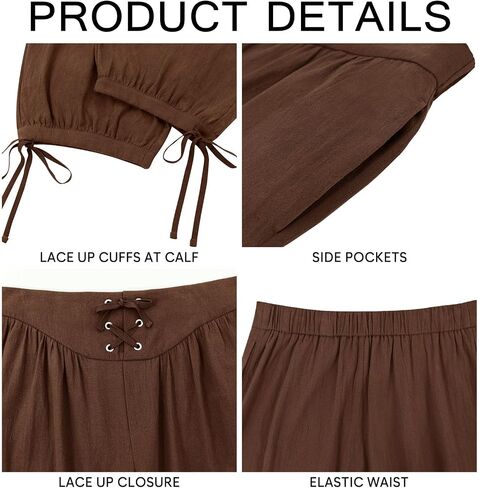 Runcati Mens Medieval Pirate Shorts Renaissance Colonial Viking Lace Up Halloween Costume Pants in Saudi Arabia