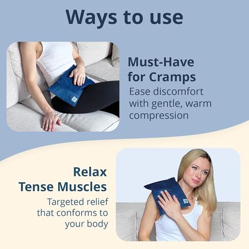 وسادة تسخين قابلة للاستخدام في الميكروويف - وسادة تسخين رطبة في الميكروويف للتشنجات أو الظهر أو الرقبة أو آلام الكتف، ضغط ساخن أو بارد، لاسلكي 10 بوصة × 7 بوصة 2.25 رطل in Kuwait