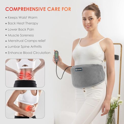Comfier Heating Pad with Massager, Back Massager with 2 Heat Levels & 3 Massage Modes, Heated Massage Belt for Abdominal, Lumbar, Fit for Women, Men,Back Brace for Pain Relief,FSA or HSA Eligible in Kuwait