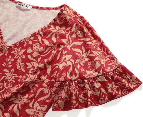 HUHOT Summer Floral Sundresses for Women 2024 Vacation Ruffle Sun Dress with Pockets in Saudi Arabia