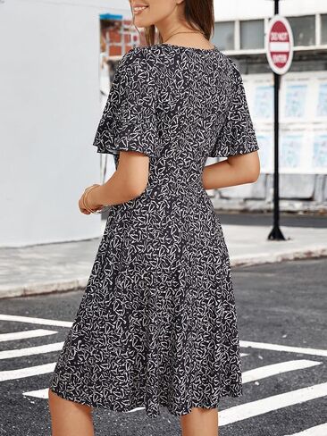 HUHOT Summer Floral Sundresses for Women 2024 Vacation Ruffle Sun Dress with Pockets in Saudi Arabia