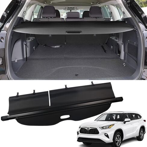 Marretoo for Toyota 4Runner Cargo Cover 2024 2010-2018 2019 2020 2021 2022 2023 لملحقات Toyota 4Runner نسخة مطورة بدون فجوة، أسود قابل للسحب لغطاء صندوق السيارة 4Runner غطاء درع أمان in Kuwait