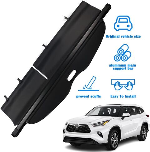 Marretoo for Toyota 4Runner Cargo Cover 2024 2010-2018 2019 2020 2021 2022 2023 لملحقات Toyota 4Runner نسخة مطورة بدون فجوة، أسود قابل للسحب لغطاء صندوق السيارة 4Runner غطاء درع أمان in Kuwait