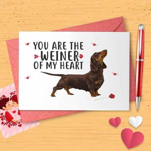 Funny Weiner Valentine's/Anniversary Day Card - Romantic Card, Galentines Card, Cute Love Card, Funny Valentines Day, Funny Love Card [00439] in Saudi Arabia