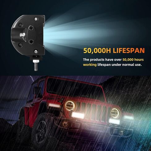 7inch RGB Led Pods Light 7 inch 144W Multi-Color Chasing Halo Offroad Work Light 6D 8 Solid Colors Flashing Modes IP68 Waterproof Work Light 24 Volt Light Bars for Trucks SUV ATV UTV in Saudi Arabia
