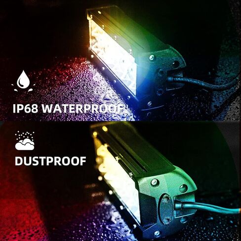 7inch RGB Led Pods Light 7 inch 144W Multi-Color Chasing Halo Offroad Work Light 6D 8 Solid Colors Flashing Modes IP68 Waterproof Work Light 24 Volt Light Bars for Trucks SUV ATV UTV in Saudi Arabia