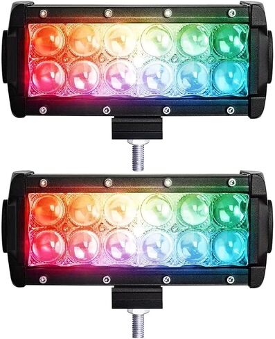 7inch RGB Led Pods Light 7 inch 144W Multi-Color Chasing Halo Offroad Work Light 6D 8 Solid Colors Flashing Modes IP68 Waterproof Work Light 24 Volt Light Bars for Trucks SUV ATV UTV in Saudi Arabia