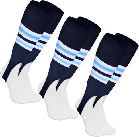3 Pairs Baseball Stirrups Socks with Stripes Breathable Highly Elastic Large Softball Stirrup Socks for Youth Adult Men Boys Football Fast Pitch Sports in Saudi Arabia