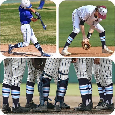 3 Pairs Baseball Stirrups Socks with Stripes Breathable Highly Elastic Large Softball Stirrup Socks for Youth Adult Men Boys Football Fast Pitch Sports in Saudi Arabia