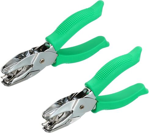 YOKIVE 2 Pcs Single Hole Heart Star Shape Punch Hole Paper Puncher | Metal Paper Punching Tool Great for Packaging Card Scrapbook Notebook, (Green 1/4") in Kuwait