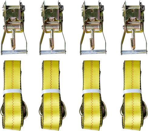 12pc Combo Lasso Wheel Lift Straps 2" Ratchets J Finger Hooks Tow Truck Tie Down - Yellow in Saudi Arabia