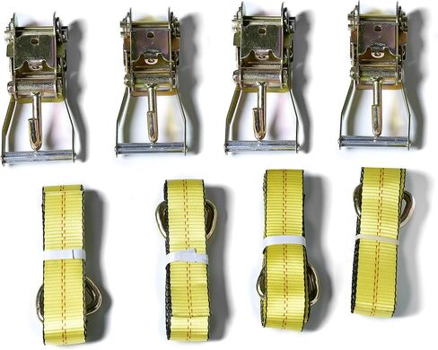 12pc Combo Lasso Wheel Lift Straps 2" Ratchets J Finger Hooks Tow Truck Tie Down - Yellow in Saudi Arabia