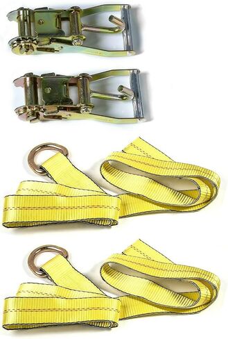 12pc Combo Lasso Wheel Lift Straps 2" Ratchets J Finger Hooks Tow Truck Tie Down - Yellow in Saudi Arabia