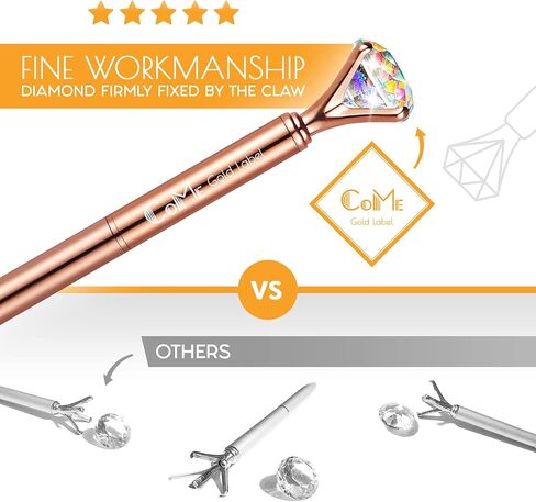 COME 4 Pcs Colorful Diamond Pens Rose Gold - 4 Velvet Bags, 8 Ink Refills Black & Blue in Saudi Arabia