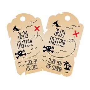 Pirate Thank You Tags 12 Pcs, Sailor Birthday Decoration Party Supplies, Captain Shower Themed, Ship Celebration