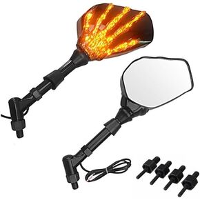 Motorcycle Rearview Mirror With LED Turn Signal Ghost Claw Model 8mm 10mm For Harley Honda Suzuki Kawasaki Yamaha Etc Cruise Street Motorbike