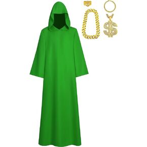 Adult Men Shadow Wizard Money Gang Costume Robe Cape Red/purple/green