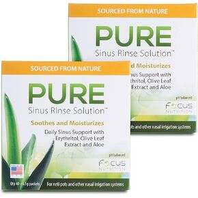 Pure Natural Neti Pot Sinus Relief Solution Refill Packets, Nasal Rinse - 40-4.5 Gram Packets - Made in USA - 2 Pack