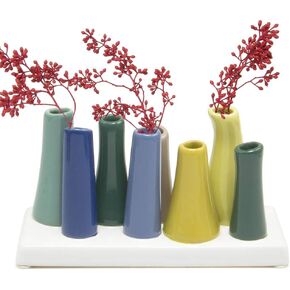 Chive - Pooley 2, Ceramic Flower Vase, 8-Tube Shape (Chartreause)
