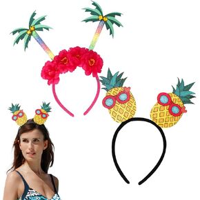2 حزمة الأناناس عقال شجرة النخيل عقال هاواي عقال الأناناس هاواي وشجرة النخيل رئيس boppers للنساء الصيف حزب هاواي عقال الحزب in Kuwait