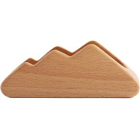 1 Piece Business Card Holder Business Card Case Holder Wooden Business Card Organizer Mountain Shaped Wooden Cards Display Stand Desk Business Card Stand for Office Home