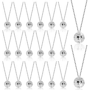 Mini Disco Ball Necklaces, Mirror Disco Ball Costume Party Necklaces Pendants Bead Jewelry Disco Decoration for Christmas Halloween Clothing Accessories Dance Supplies By Rely2016