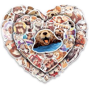 ملصقات Otter 50 قطعة من الفينيل المقاوم للماء للكمبيوتر المحمول وزجاجة المياه والهاتف ونافذة السيارة والدراجة النارية ولوحة القصاصات وسجل القصاصات هدايا للأطفال في سن المراهقة والبالغين