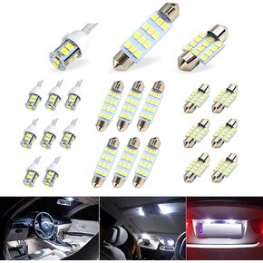 20 Pack LED Car Bulb Combination Set, T10 31 mm 42 mm LED Dome Bulb Kit, Auto Universal 6000K License Plate Light Replacement, for Car Interior Lights, Map Dome Lights (White)
